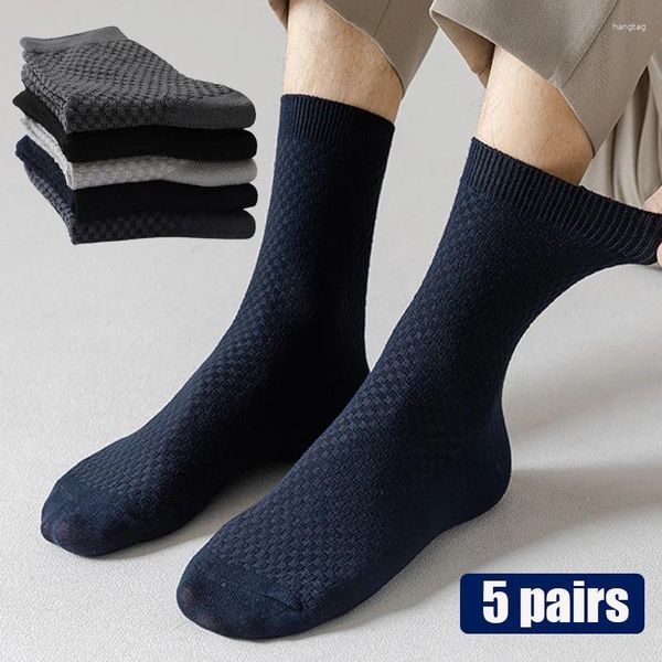 Meias masculinas 5Pairs Cotton Bamboo Fibra respirável desodorante meias