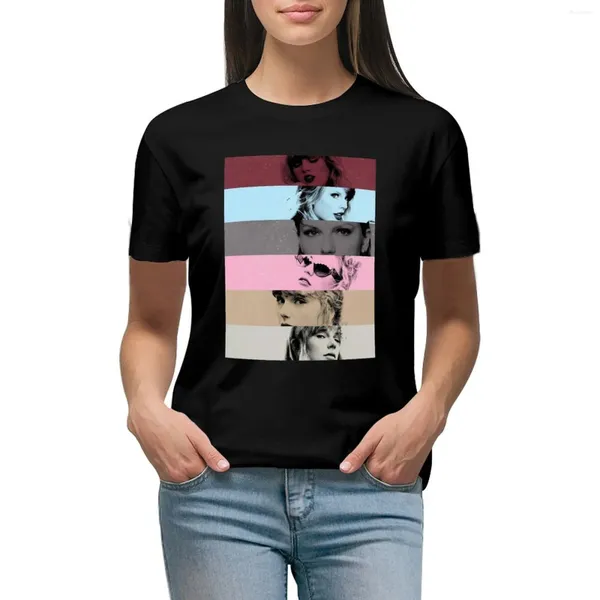 Polos de pólo feminino colagem colorida Tayl0r Camiseta de anime Roupas de camisetas fofas vestido para mulheres longas