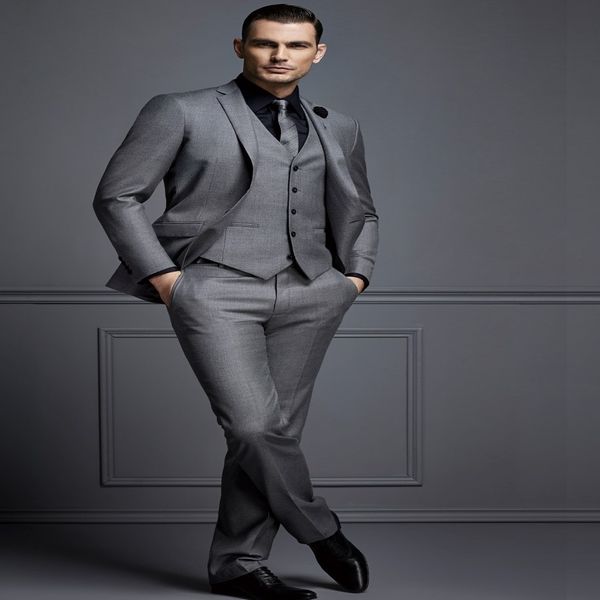 Ternos cinzentos bonitos para homens Moda noivo Tuxedos de casamento Compre novamente meus pedidos Traje de Tres Piezas para hombres Fato de mens Jacke 2791