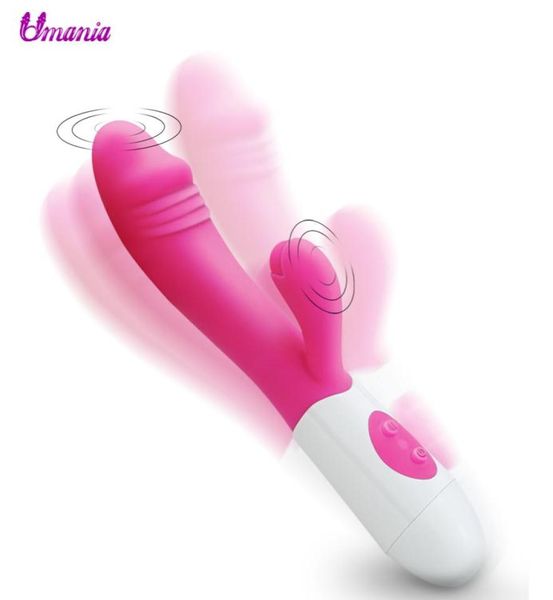 G Spot DILDO Rabbit Vibrator Dual Vibration Silicone Водонепроницаемый самка влагалища Clitoris Massager Sex Toys для женщин C190105019590399