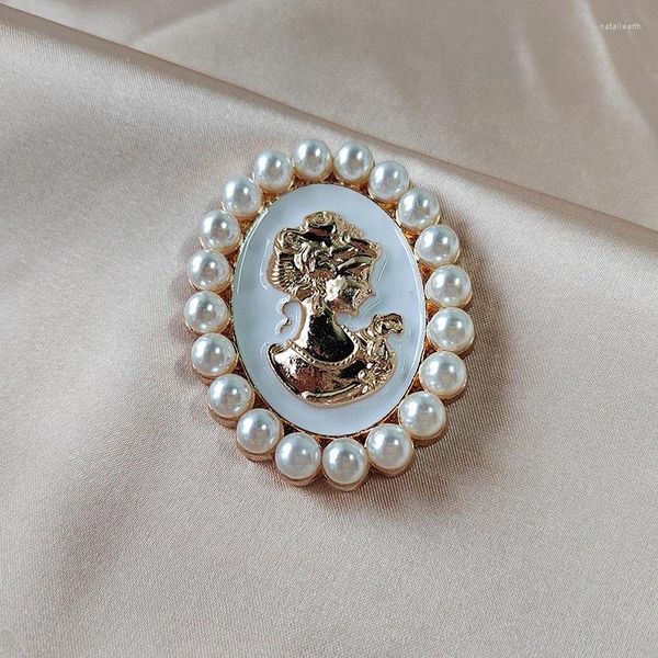 Broschen Vintage Lady Head Badge für Frauen Pearl Klassische Schönheit Porträt Party Büro Oval Brosche Pin Retro Schmuckgeschenke