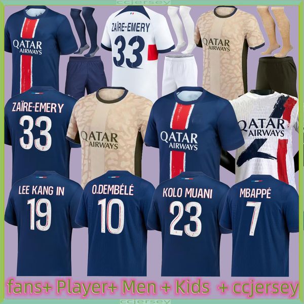 24/24/25 Mbappe Soccer Jerseys 2024 2025 Wijnaldum Sergio Ramos Hakimi Четвертый Maillots de Взрослые и детские футбольные джерси Икарди Верратти Третий ди -Мария Спсг