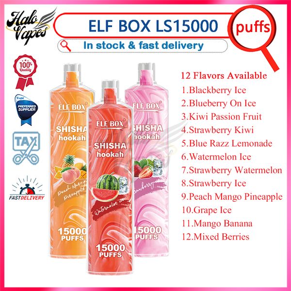 Elf Box LS15000 Puff Shisha Hookah 0% 2% 5% recarregável 12 sabores