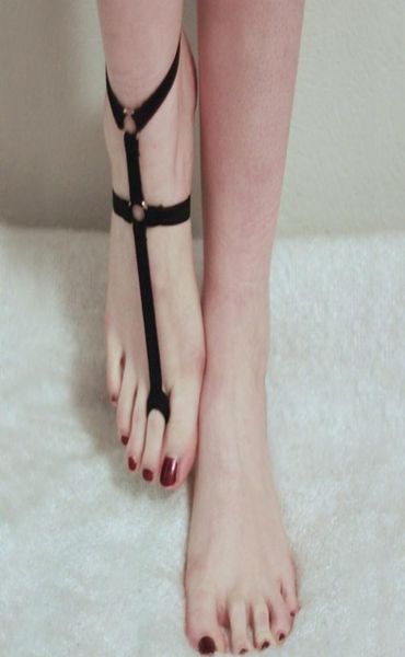 Сексуальные женщины завязки пояс готический ремешок для ног пастель Goth Foot Fode Cage Cage Rondage Lingere Harnes