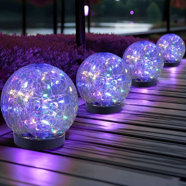 JKI Globe Outdoor-Wasserdichtungs-Sol-Bälle Garten-Cracked Glass Ball Solar Lights Outdoor-Soly-Kugeln außerhalb der Außenseite für Terrassen und Garten im Garten