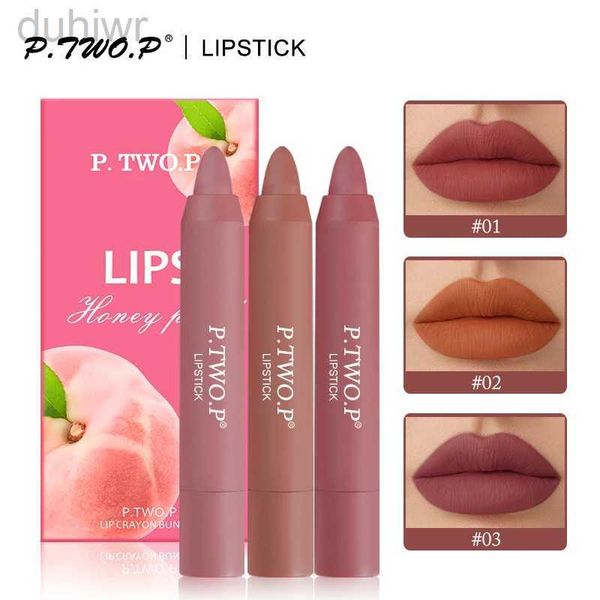 Lápis de lábios P. ii.P 3 peças Lipstick Conjunto com Sexy Durável Diedutora à prova d'água Lipstick Lápis Hidratante Lipstick Makeup Kit D240510