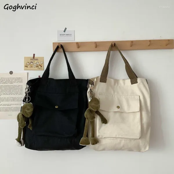 Bolsas de compras Mulheres Canvas Solid Solid Capacity Recick Recick Reutilable Eco-Friendly Student Bolsa Ulzzang Trendy Concise All-Match