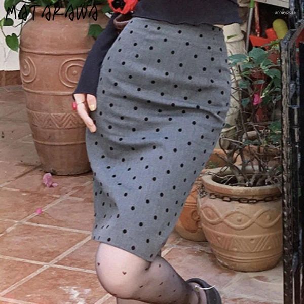 Saias Matakawa malha de estilo francês Mulheres polka phot moda primavera verão elegante Faldas Mujer Romântico Mini saia simples