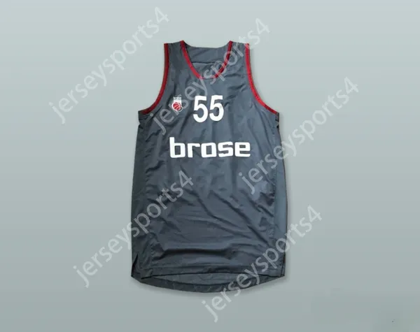 Custom Nay Mens Youth/Kids Dawan Robinson 55 Brose Bamberg Germania Grey Grigio Scuro Basket Basket Basket Top Top S-6xl S-6xl