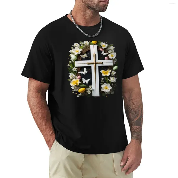 Tanques masculinos Cross de Páscoa floral com flores e ovos.T-shirt personaliza Animal Prinfor Boy