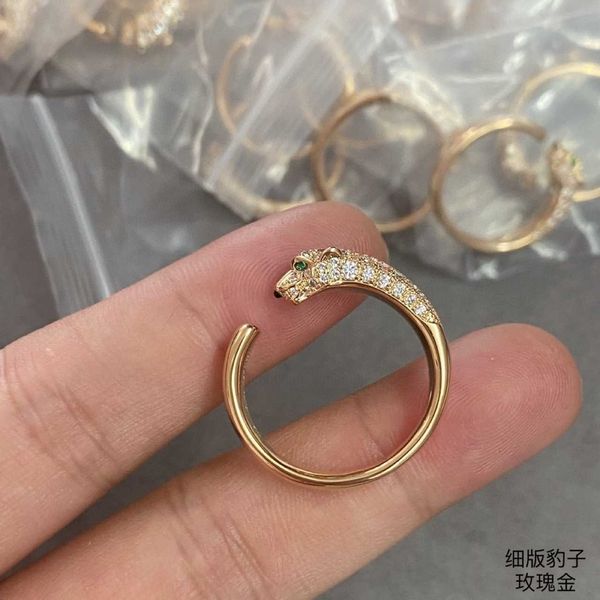 Carrelli originali ad alta edizione anello leopardo di precisione classica set oro 18k con oro 18k con diamante ad anello di dita di apertura dominante per uomini e donne