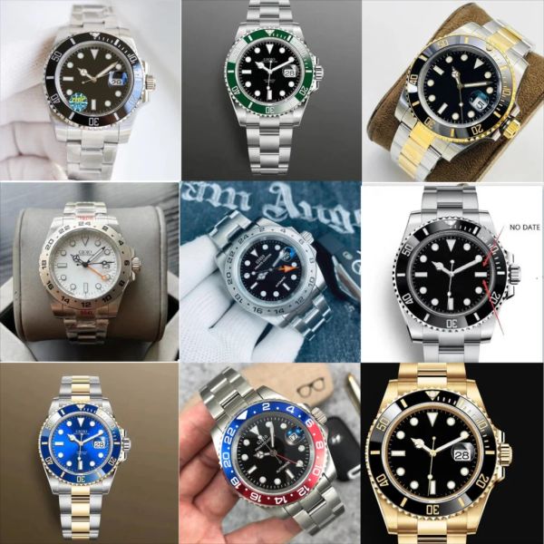 Luxuxy neue Männer Automatische mechanische Uhr Linkshänder GMT Schwarzgrüne Keramik Lünette Edelstahl Saphir-Luminer Uhren