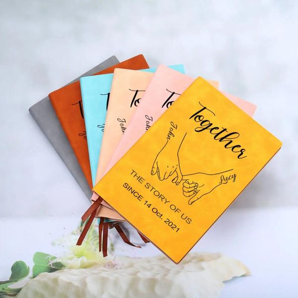Notebook personalizzato per i regali di un anniversario di coppia diario in pelle Regalo di matrimonio Nome personalizzato Nota Notepad Presente