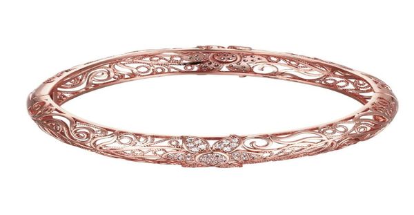 Retro filigree Bangles Mulheres requintadas cor de ouro rosa cor cúbica Bangles de zircão étnico padrão de joias ocas acessórios para lady2098403