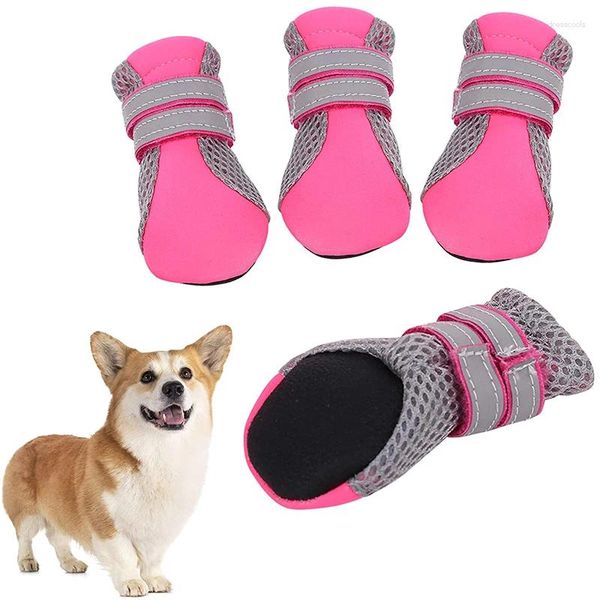 Hundebekleidung 4pcs/ Set atmable Anti -Slip -Haustier -Hunde Schuhe Nette Stiefel Schnee Walking Baumwolle Mischpupf -Sneaker Vorräte für Dropship