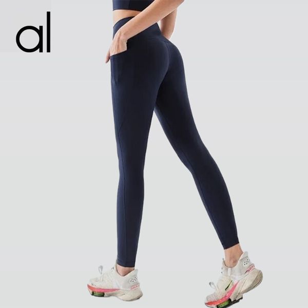 Donne Yoga Allinea i leggings Poch di tasca laterale Push Fitness Casca laterale Tasca senza cucitura senza cucitura Elastico Legging Pantaloni da jogging casual