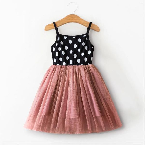 Vestidos de menina 2-6 anos Meninas Vestido de polka-pontão 2024 Verão Summer Baby Mesh Mesh Tutu Birthday Party Princess Children Clothing