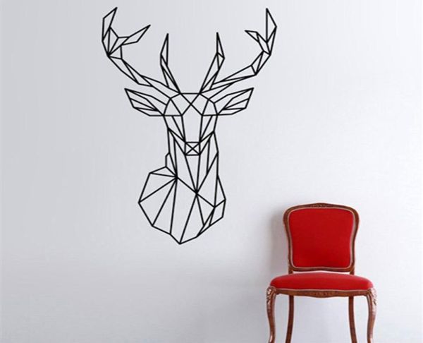 51x86cm 2016 Nuovo design Design Geometric Deer Testa Adesivo per la parete della parete GEOMETRIA Serie Animali Decali 3D Vinyl Wall Art Custom Home Decor3012741