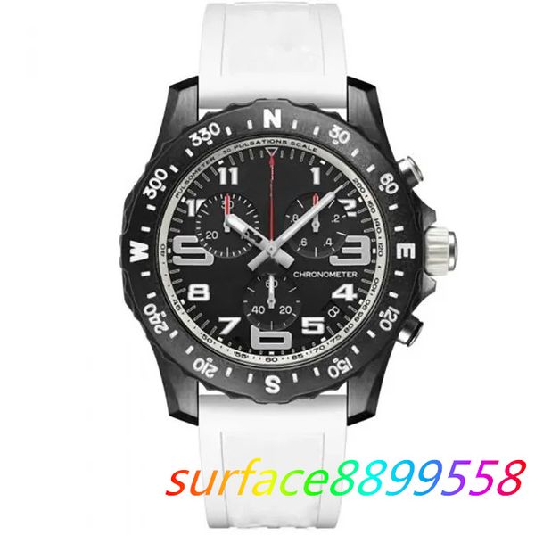 2024 Watch masculino de luxo Japão Superquartz Endurance Pro Chronograph 48mm Avenger Hurricane White Rubber Strap 1884 Men Relva Hardex Glass Wristwatches