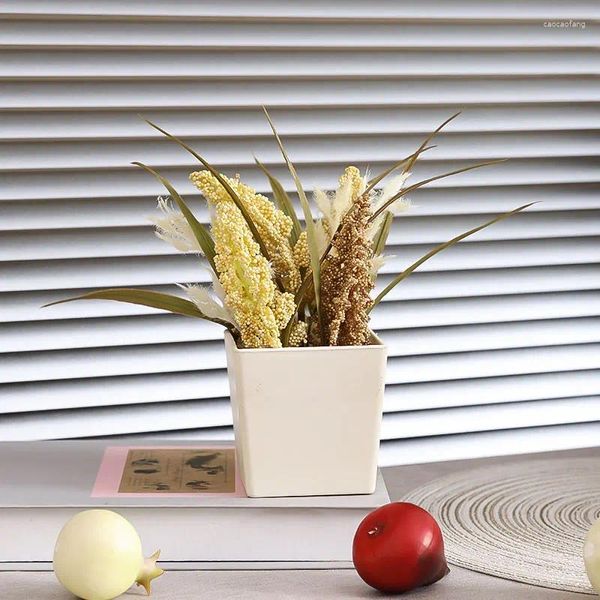 Flores decorativas 1pcs 20cm (h) simulou espuma de esboço de trigo em vaso de plantas da sala de estar Escritório de sala de estar e arranjo de flores internas