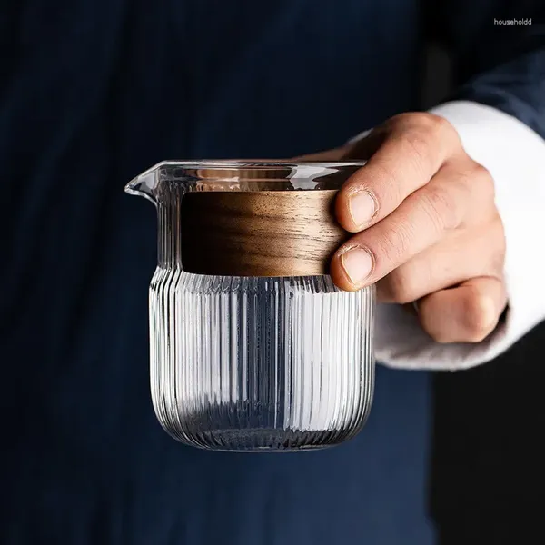 Tazze da tè a grano verticale alto borosilicato in vetro fiera isolata con accessori per la casa