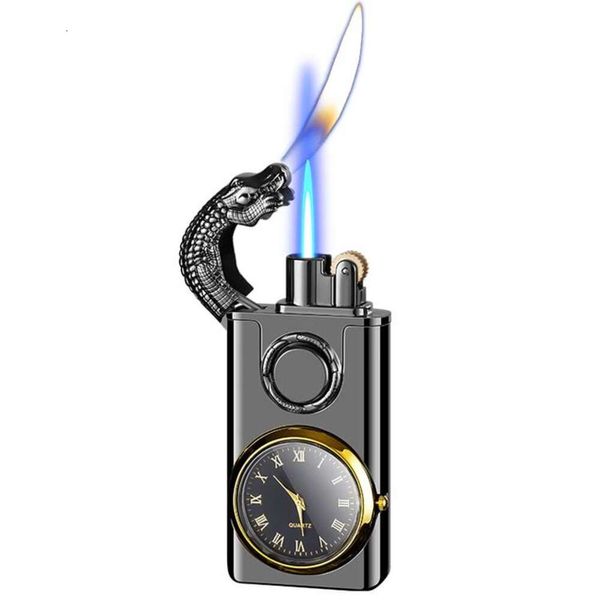 Creative Crocodile Dial Double Fire Clieing Lighter Metal Jet Flame Open Fire Sigarette Lighter оптом