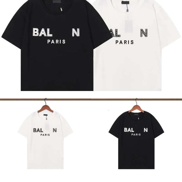 Balsam Erkek Tasarımcı T Shirt Paris Tshirt Mektup Baskı Tişörtleri Tees Tees All Maç Moda Gevşek Çiftler Tee Pamuk Beyaz Siyah