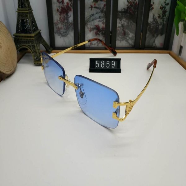 Großhandel-polarisierte Sonnenbrille im Freien randlose Rande für Herren Gold Metall Marke Designer Mode Red Black Blue Objektiv Sonnenbrille kommt mit Box 247i