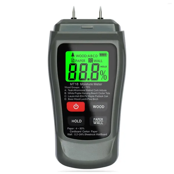 Detector de medidor de umidade de madeira prática 0-40 ° C 145x67x32mm color LCD Display Integrated Pins MT-18 de plástico