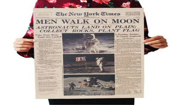 The Apollo 11 Moon Landing New York Times Poster vintage Kraft Paper Retro Kids Decoration Decoration Wall Adesivo 51355CM6478341