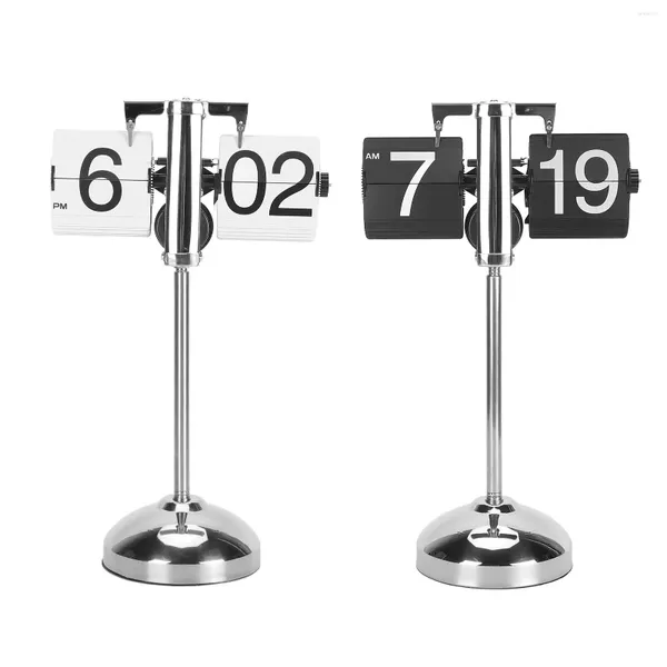 Masa Saatleri Masaüstü Mekanik Saat Düğmesi Zaman Ayarı 304 Paslanmaz Çelik ve PVC Çıkarılabilir Bıçaklar Oturma Odası için Dijital Flip