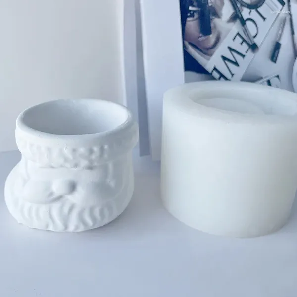 Stampi da forno a piantatrice di silicone natalizio stampo Babbo Natale in calcestruzzo di cemento vaso di candele vaso per vaso per canova