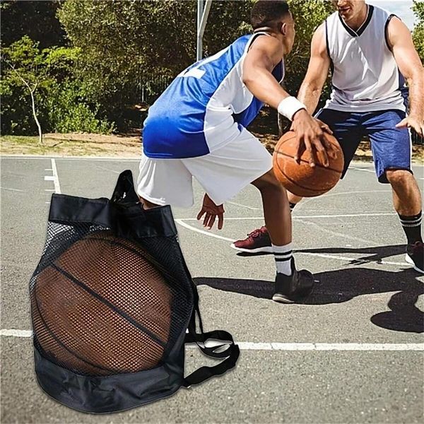 Bolsas de armazenamento 2024 Bolsa de malha de basquete portátil Futebol de futebol de futebol ao ar livre Treinamento