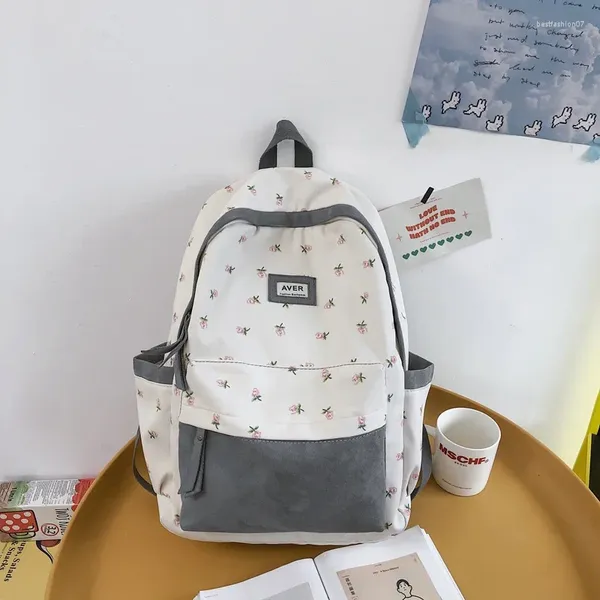 Рюкзак цветочный рисунок водонепроницаемая дышащая женская сумка 2024 Тенденция Большой способности для школьной сумки для ученической женщины Backbag