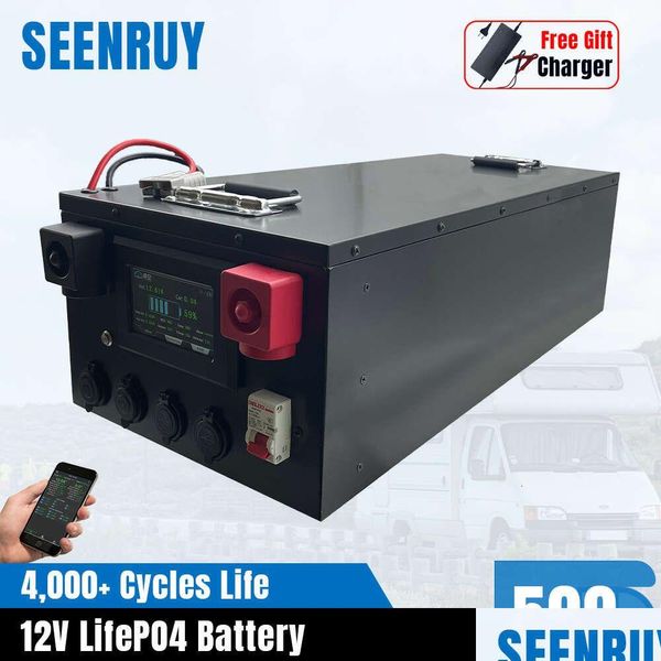 Batterie 12V 500Ah LifePO4 BMS incorporato BMS ricaricabile 6KWh per UPS RV Auto barche Motorhomes Strumenti di accumulo di energia solare consegna di caduta e dhhcn