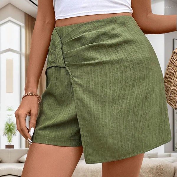 Shorts femminile 2024 Summer Textured Women High Waist Zipper Fashion Street Asimmetrici Casuattes Casuali Femmina femmina