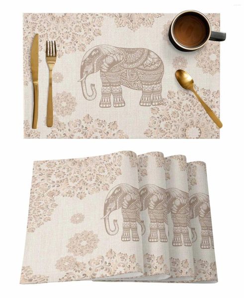 Tavolino tavolino bohemian animale elefante tavolo da cucina tazza tazza bottiglia tocchette da caffè 4/6pcs desktop