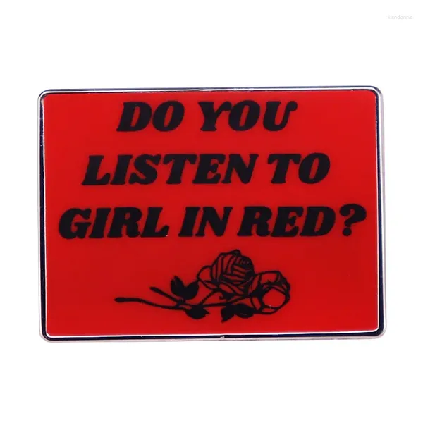 Брошь вы слушаете Girl in Red Lapel Badge Women Hat Hat Шляпа мультфильм эмалевые булавки брошь для украшения одежды для рюкзаков