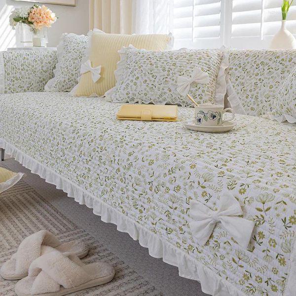 Stuhl Deckt reine und frische Stil Schöne Sofa -Abdeckung mit Bugknoten kleiner Blumenmuster Couch staubdes Tuch