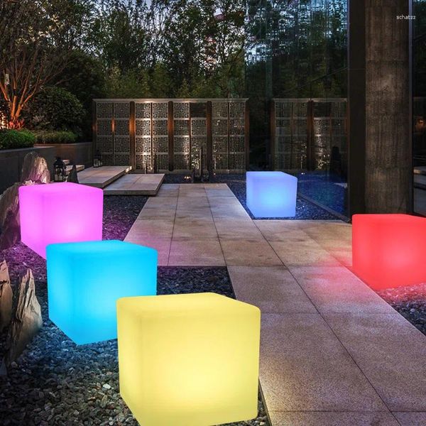 Decorazione per feste 40x40x40 cm cubo a led mobili luminosi mobili remoto controllo cubico sgabello a 16 color per arredamento per interni da esterno