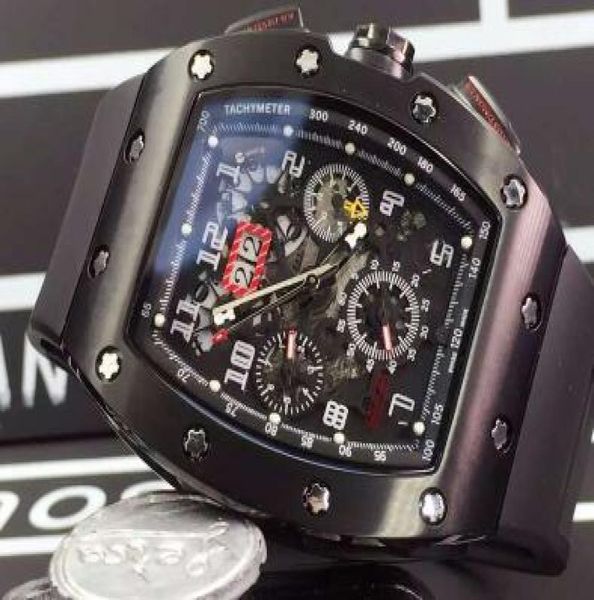 Известный бренд Швейцарский черный PVD из нержавеющей стали механические автоматические часы роскошные Felipe Massa Flayback Date Mens Mens Business Wistwat3473961