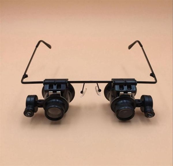 LED -Licht Doppelobjektiv 20 -mal Brille Reparatur Wartung Überprüfen Sie Metallvergrößerung.
