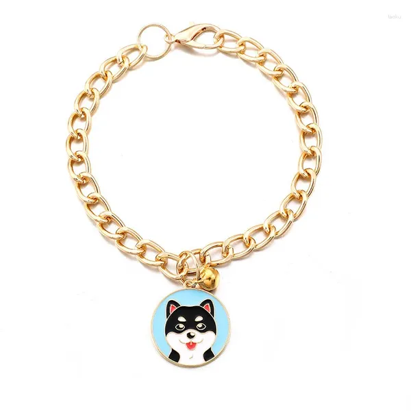 Hundebekleidung Haustierkragen Mode -Etikett Muster Goldfarbe Katze Katzenkragen für kleine mittelgroße Hunde Schmuck Halskette Haustiere Accessoires