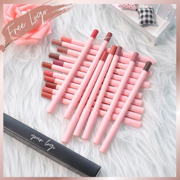 Lipe Liner Pink lápis personalizado 18 cores precisas de longa duração de pigmentos foscos crueldade grátis maquiagem pigmentos nus tons 240506