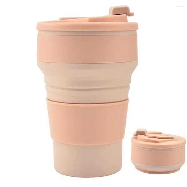 Garrafas de água 350/500 ml de xícara de café colapsível com palha de palha à prova de vazamento BPA livre caneca dobrável para viagens para caminhada