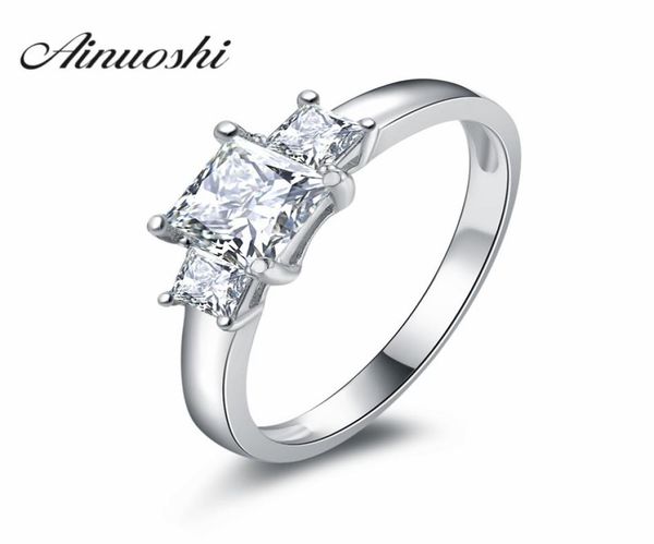 Princess Cut Sona Wedding Bands Rings 3 Stones Ring 925 Silver Engagement Ring sintetico NSCD Fine Gioielli Amante di matrimoni Gift Y2001167780