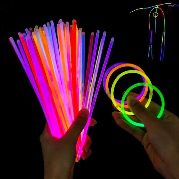 Party -Dekoration 1 Barrel 100pcs Glühstäbe Fluoreszenz Licht im dunklen Armband Halskette Neon Hochzeitsgeburtstagsprops Dekor Dekor Dekor