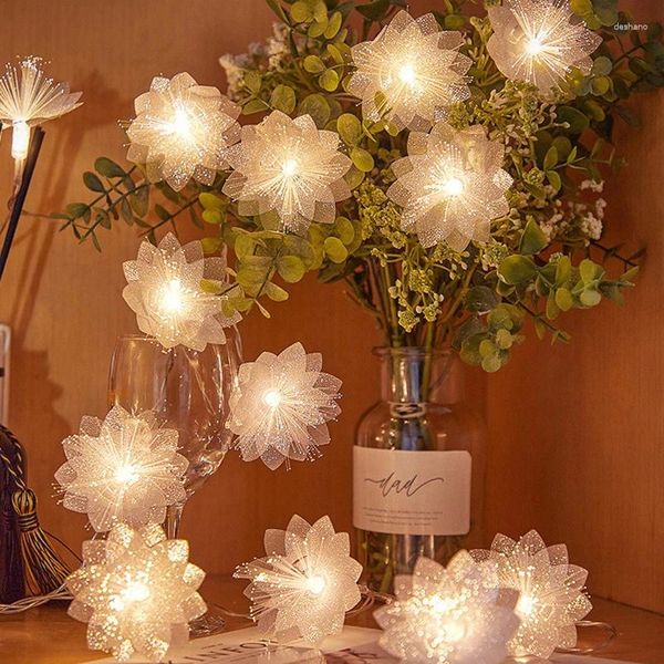 Party-Dekoration 2/3meter LED Glasfaserfee leichte batteriebetriebene Girland-Weihnachtsjahr Künstliche Blumen