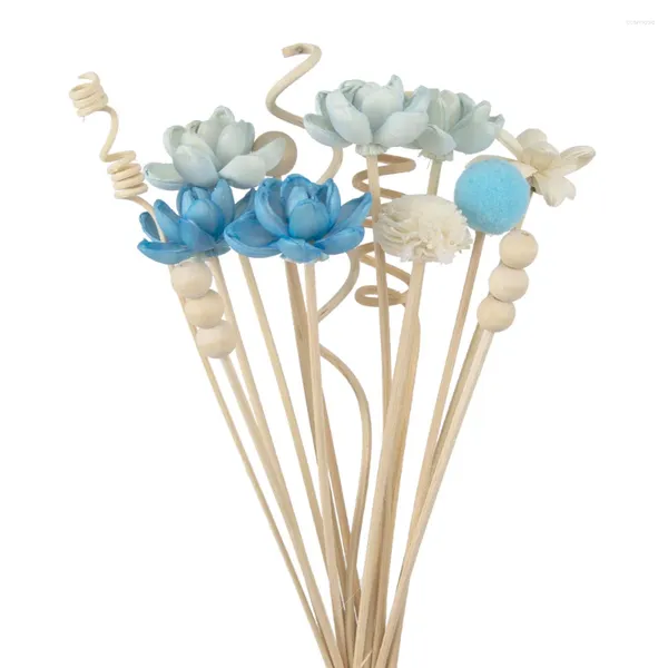 Fiori decorativi 15 pezzi blu loto aroma senza fuoco Vine floreale per decorazioni per la casa ramo arte artificiale fiore di nozze composto da festa desktop