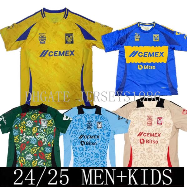 24/25 Gignac Tygres Uanl Soccer Jerseys Away 2024 2025 Mexico Liga Earth Day Mx Варгас Акино Пизарро Николас Ф. Таувин Футбольные рубашки Maillots XXXL 4xl